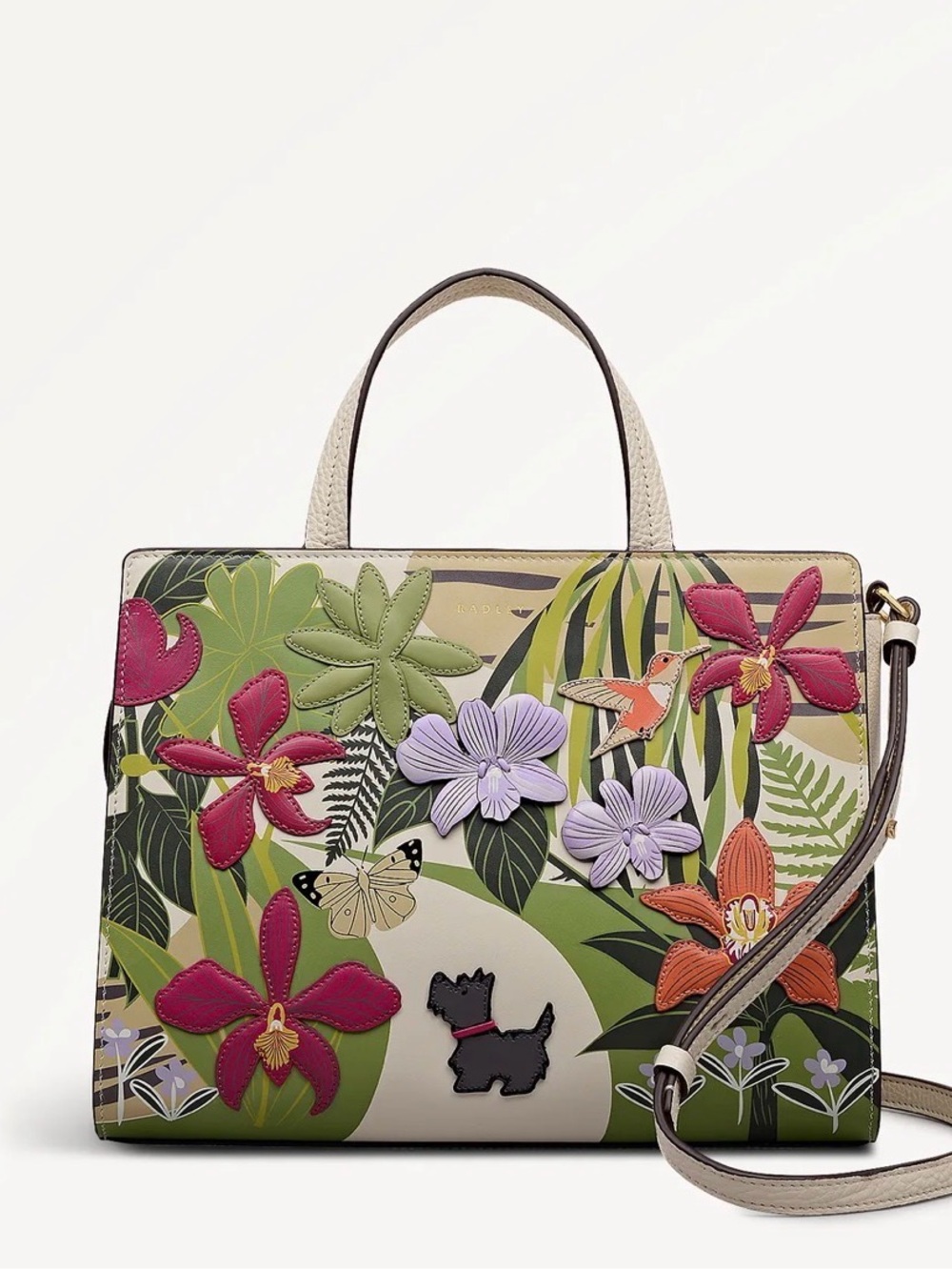 NWT RADLEY LONDON RHS 2026 ziptop Floral Applique Top-Handle sachel, salt. - Picture 6 of 7